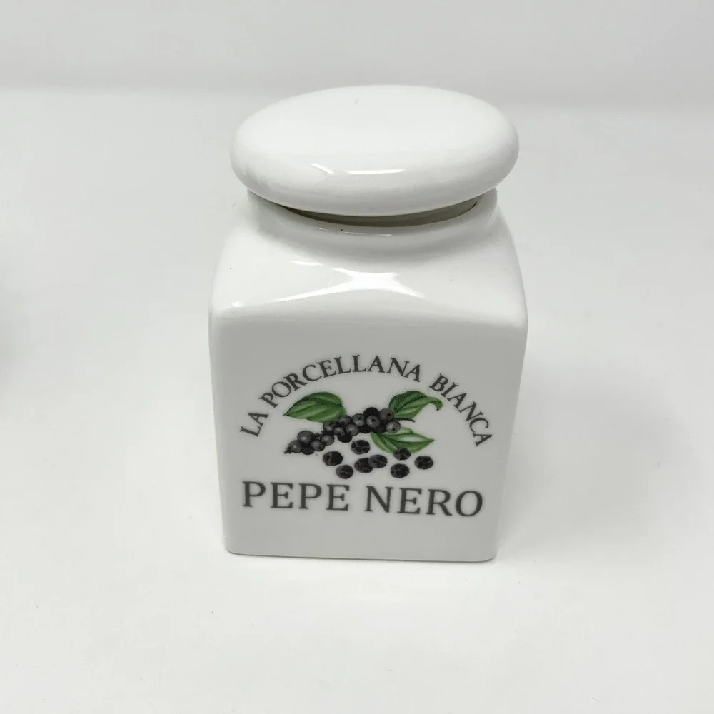 La Porcellana Bianca Pepe Nero Porcelain Spice Jar White‎ Italian Ceramic Lid